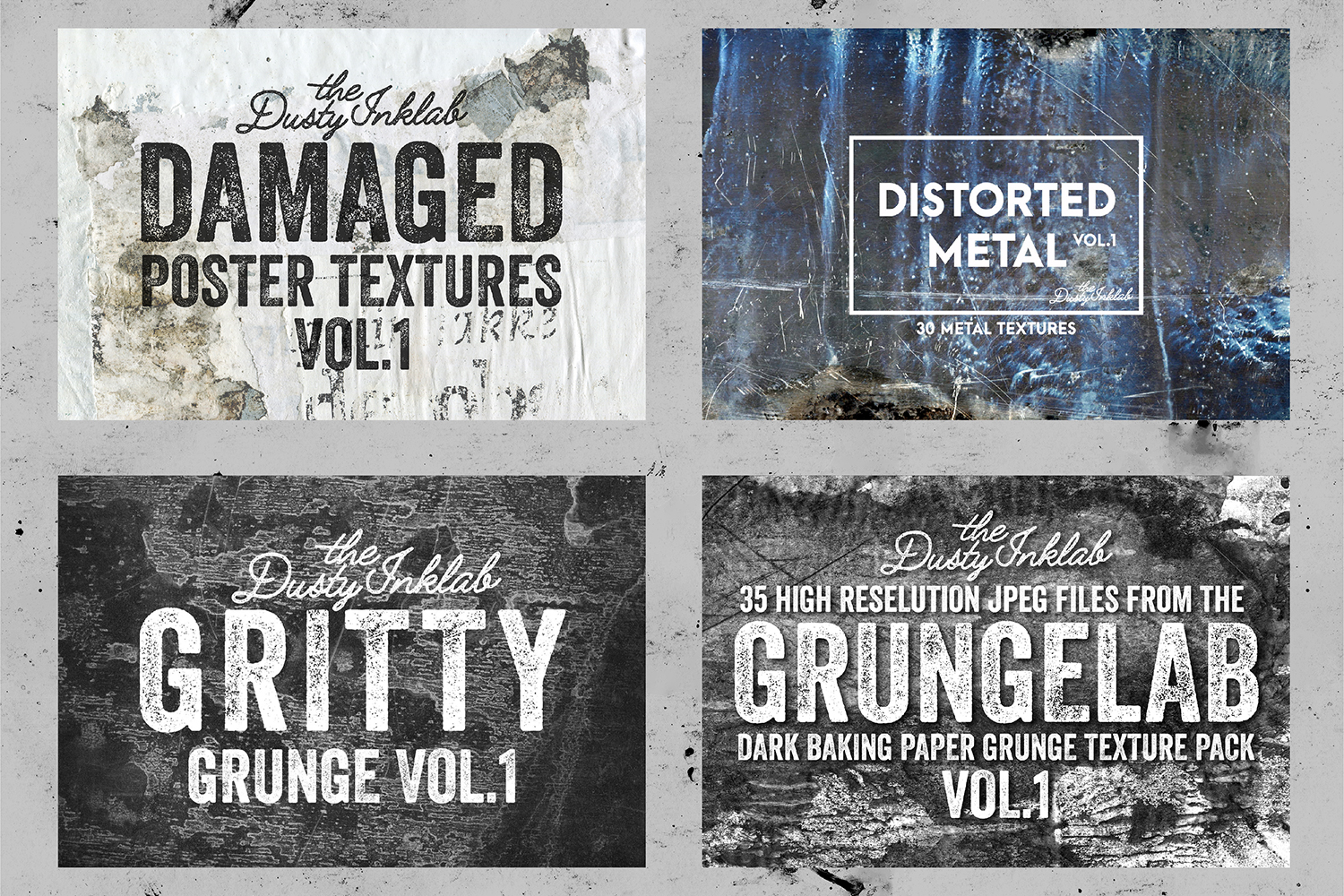 尘土飞扬的垃圾污渍背景纹理 The Dusty Inklab Grunge Sample Pack插图1