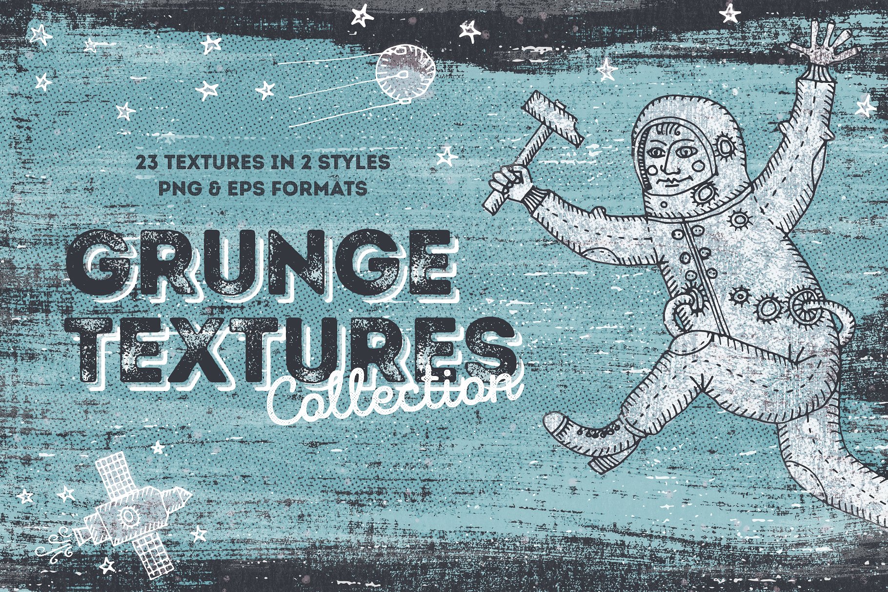 手绘黑色粗糙油漆油墨印刷纹理集合 Blackview Grunge Textures Collection插图
