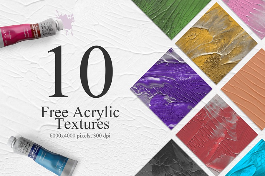 10个彩色丙烯酸颜料纹理 10 Colorful Acrylic Textures插图
