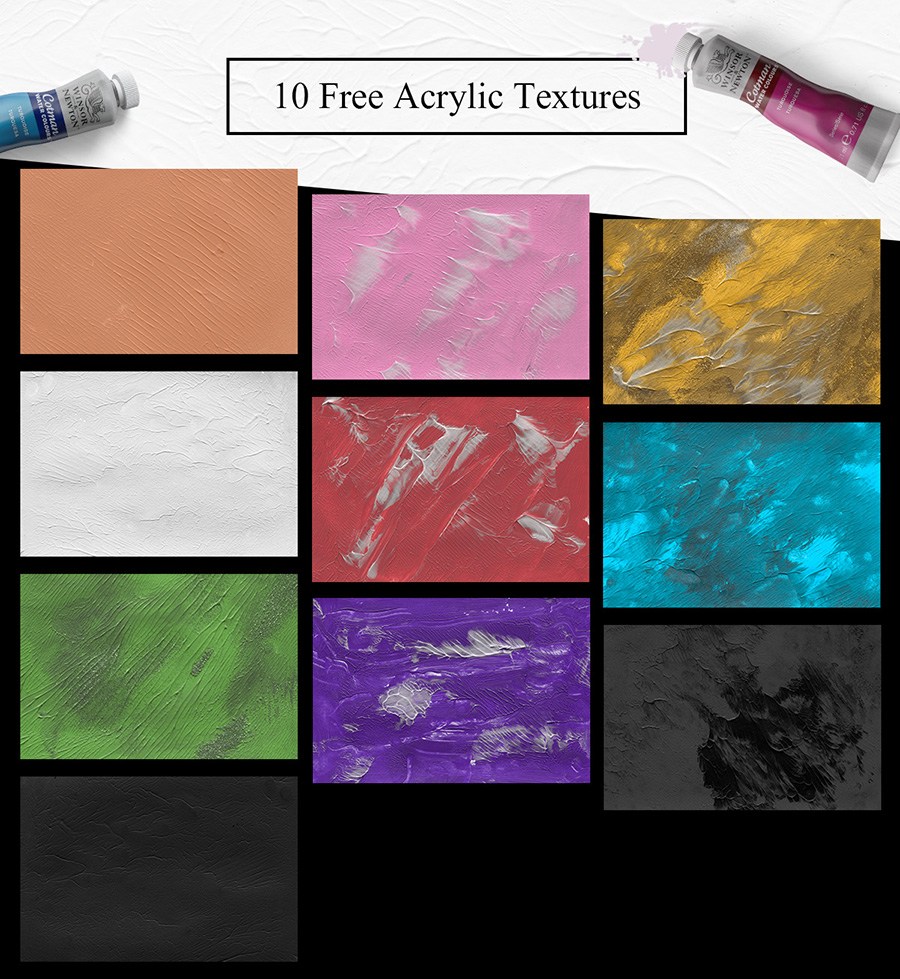 10个彩色丙烯酸颜料纹理 10 Colorful Acrylic Textures插图1