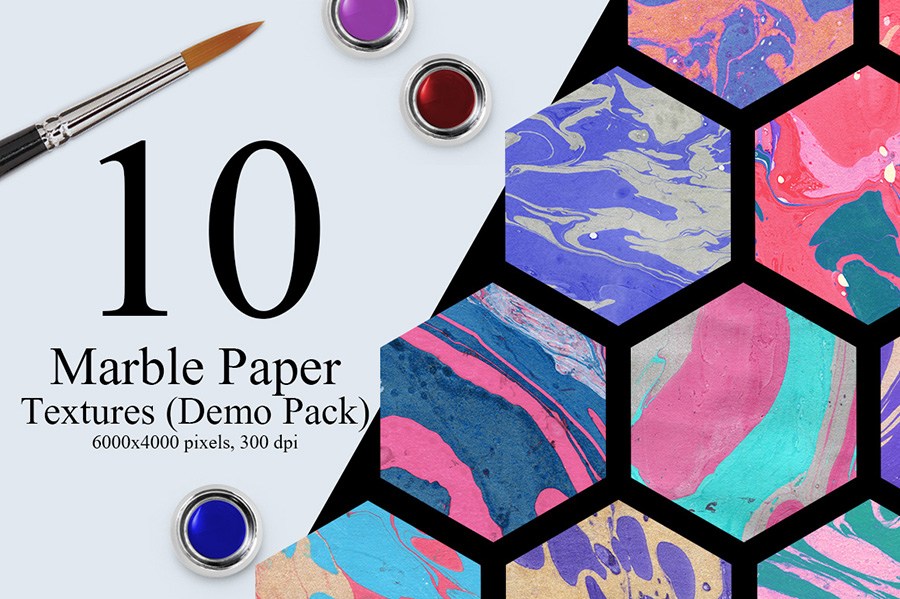 10款精美的大理石墨水纸纹理和背景 10 Marble Ink Paper Textures插图