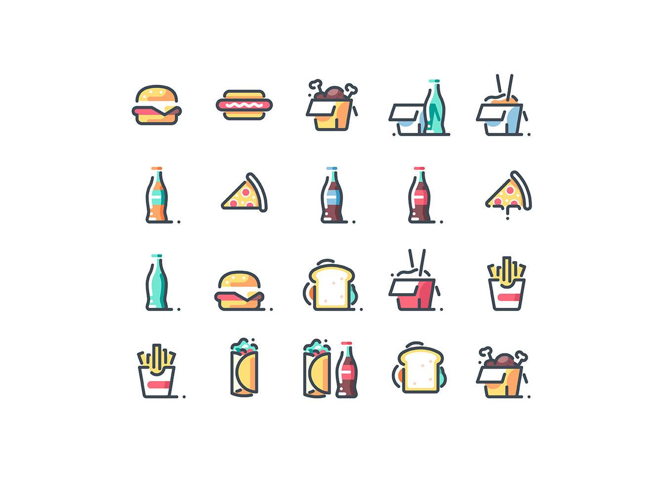 16个快餐图标集合 16 Fast Food Icon插图3