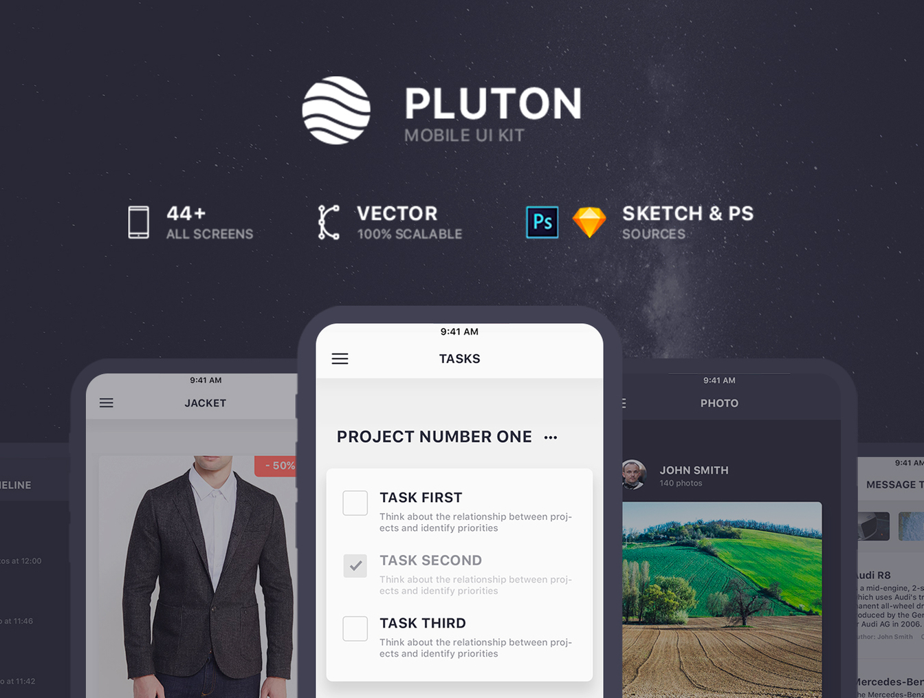 高品质服装电子商务手机UI工具包 Pluton. Mobile UI Kit插图