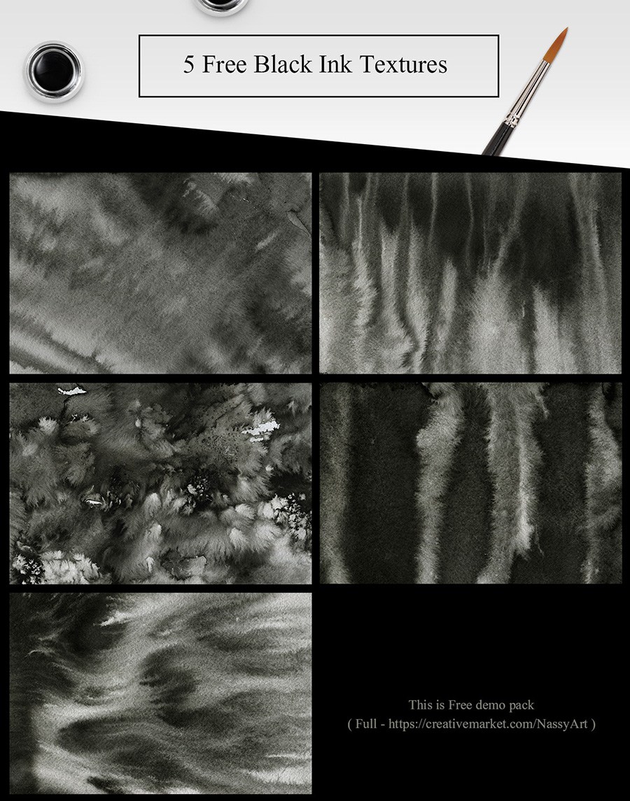 5款手工制作的黑色墨水纹理 5 Black Ink Textures插图1