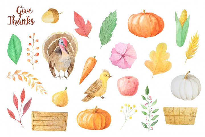 40独立的感恩节元素图案合集 40 Separate Thanksgiving Element Pattern Collection插图