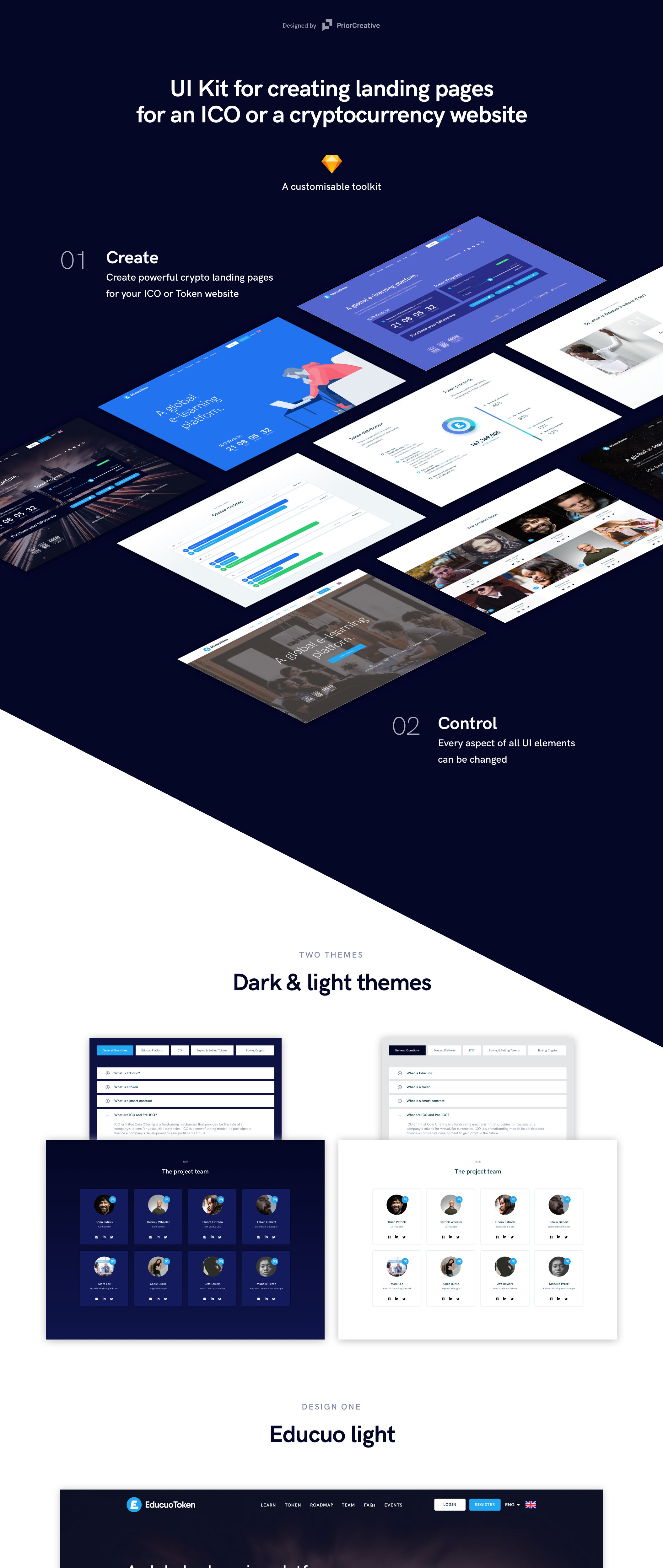 黑暗和光为主题的Web UI套件 Educuo ICO Web UI Kit插图15