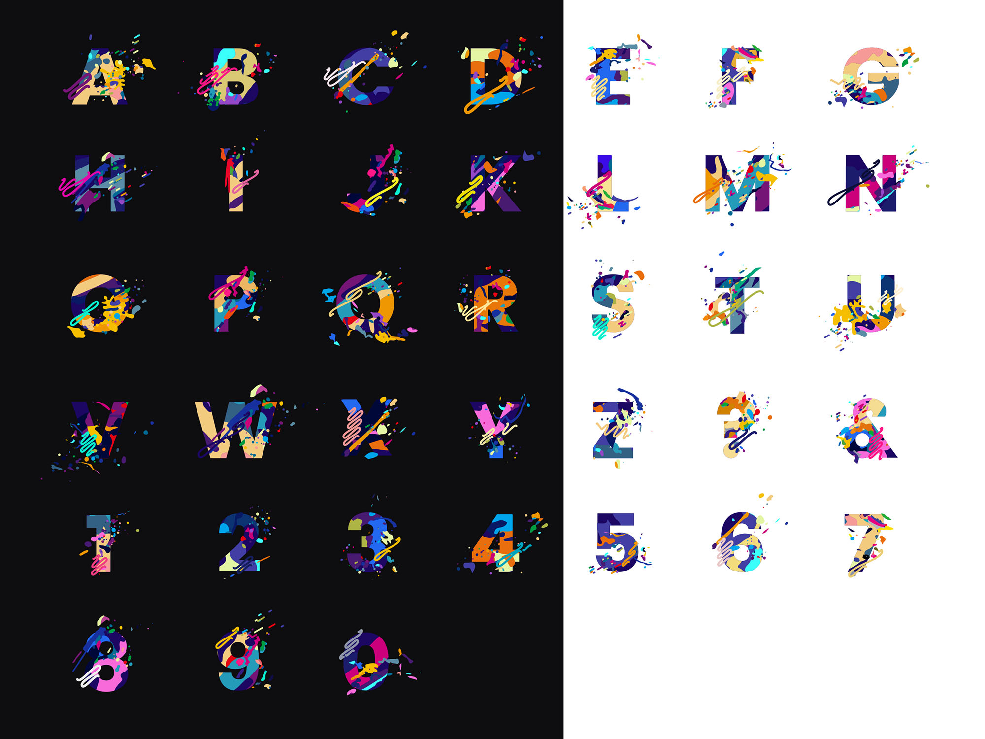 炫酷的五彩斑斓的泼漆字母字体 Splash Letters Font插图