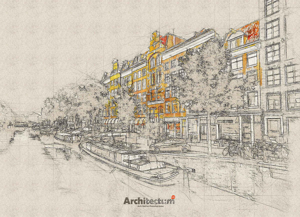 建筑师3 – 高草图Photoshop动作 Architectum 3 – Archi Sketcher Photoshop Action插图3