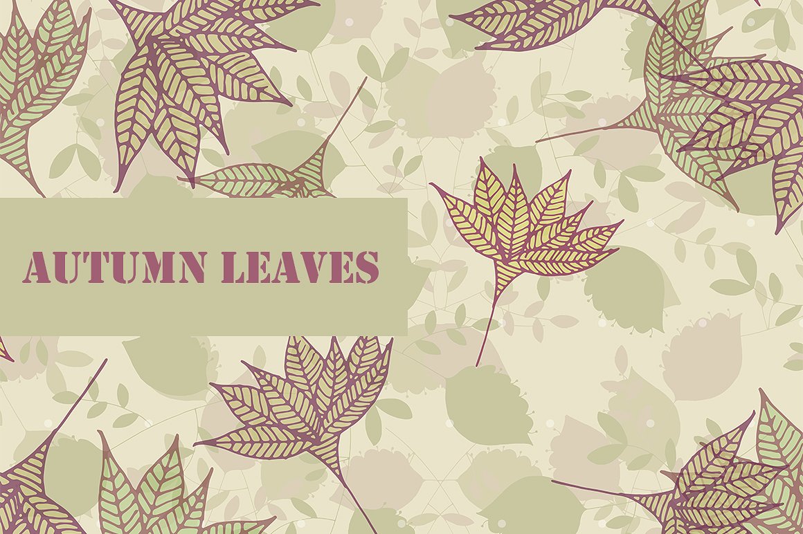 手绘秋季树叶背景纹理 Autumn Leaves Seamless Pattern插图