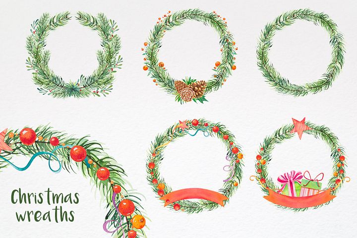 手绘圣诞节元素的水彩画集 Hand Drawn Watercolor Set Of Christmas Elements插图5