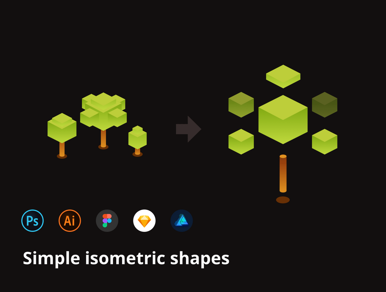 35个距元素树矢量图标 35 Isometric Trees Icon插图