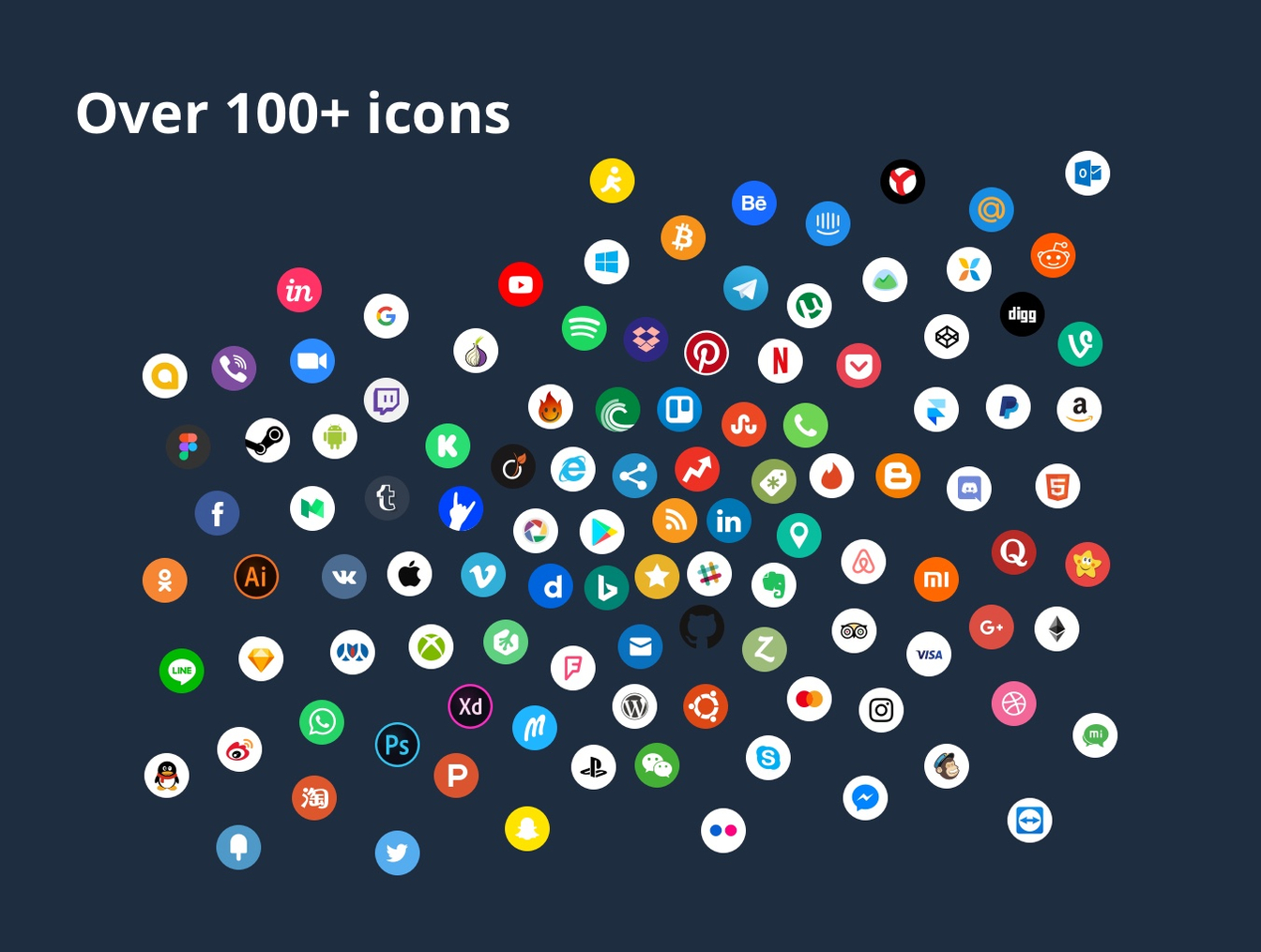 超过100个矢量社交图标 100 Social Icons插图2