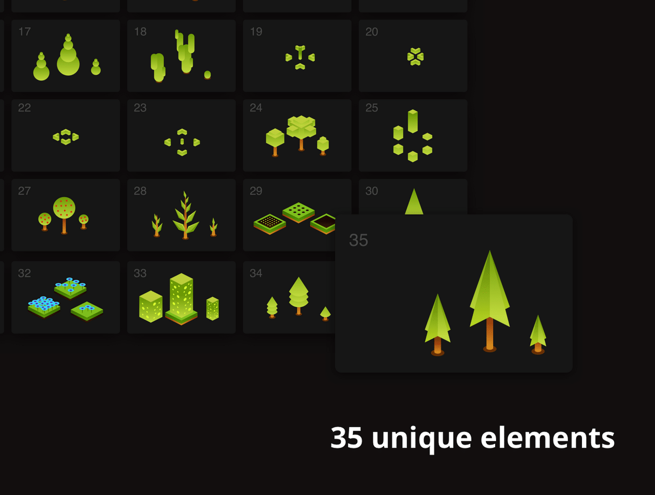 35个距元素树矢量图标 35 Isometric Trees Icon插图3