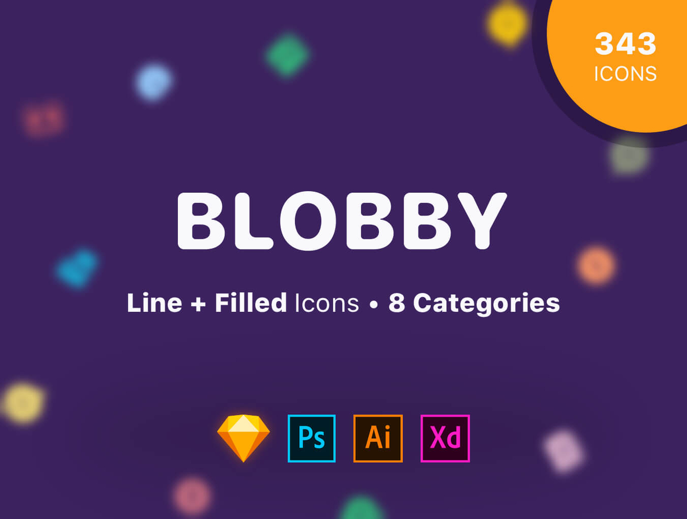 343个高品质矢量图标 343 Blobby Icons Set插图