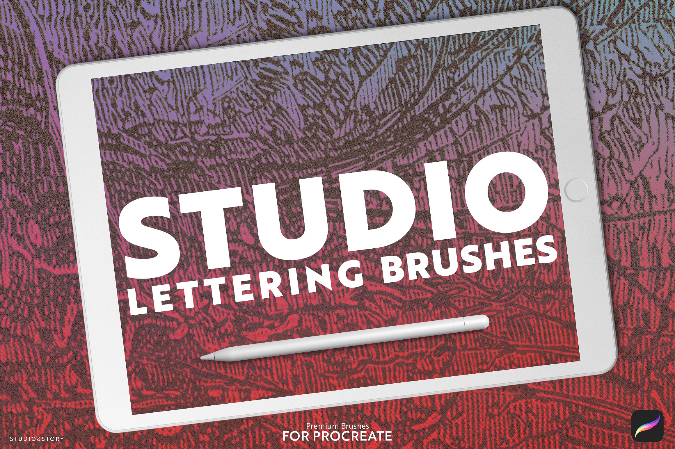 12款真实手写毛笔Procreate笔刷 12 Lettering Brushes for Procreate插图