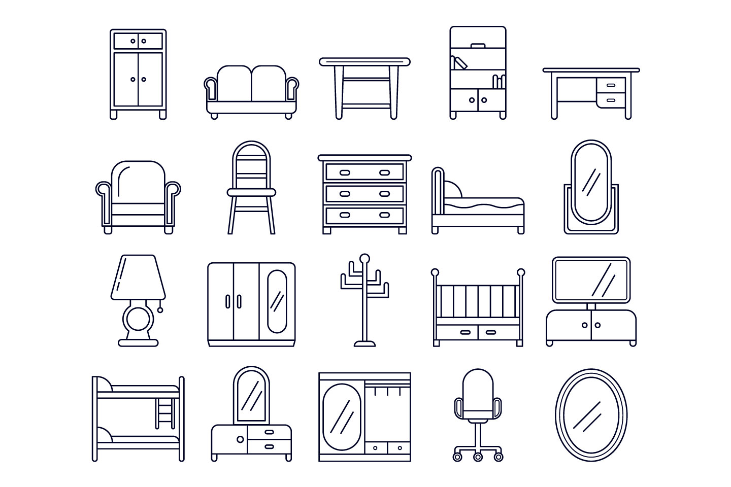 高品质矢量家具图标集合 Vector Furniture Icon Set插图2