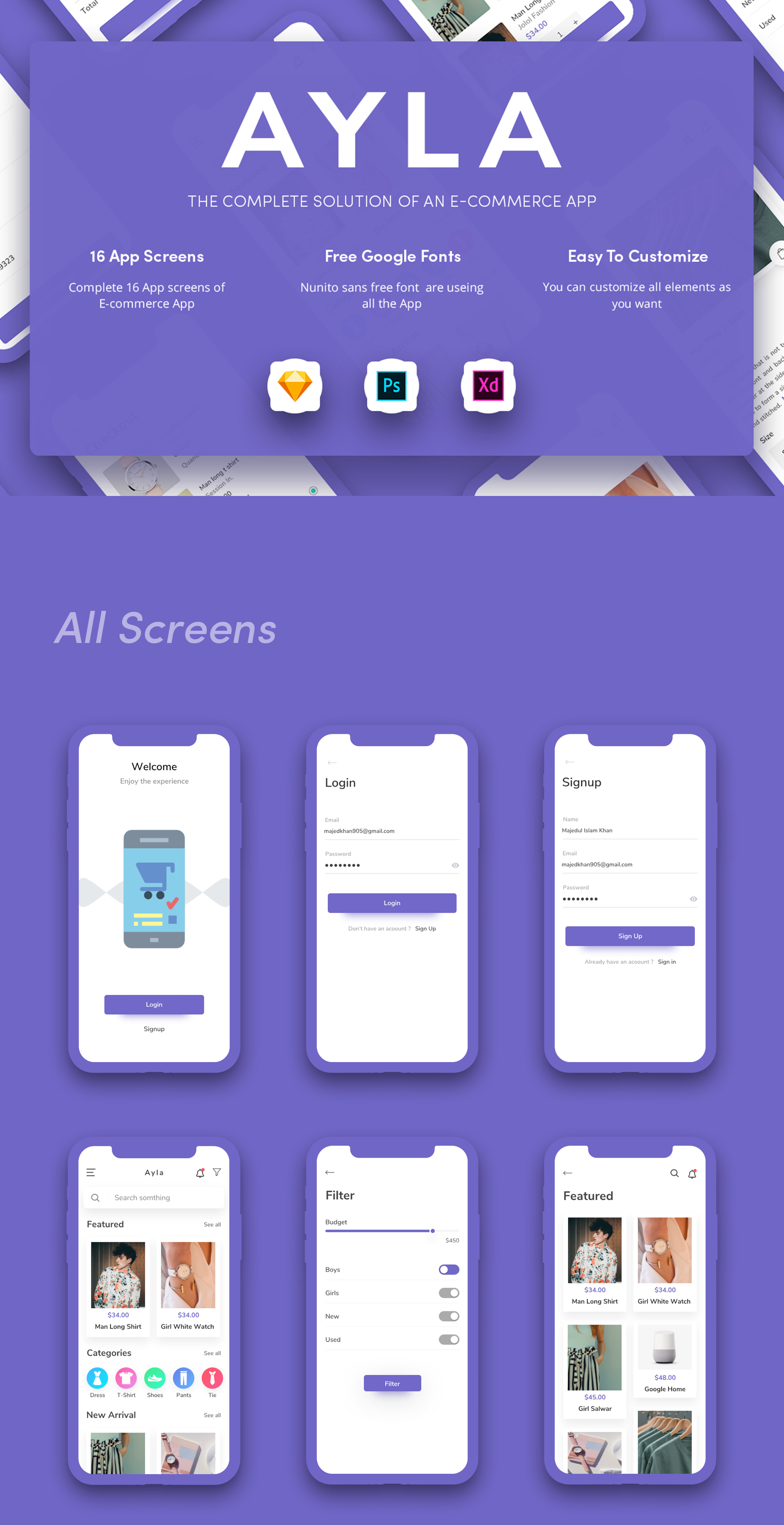 先进的电子商务iOS移动应用程序 Ayla Ecommerce UI Kit插图4