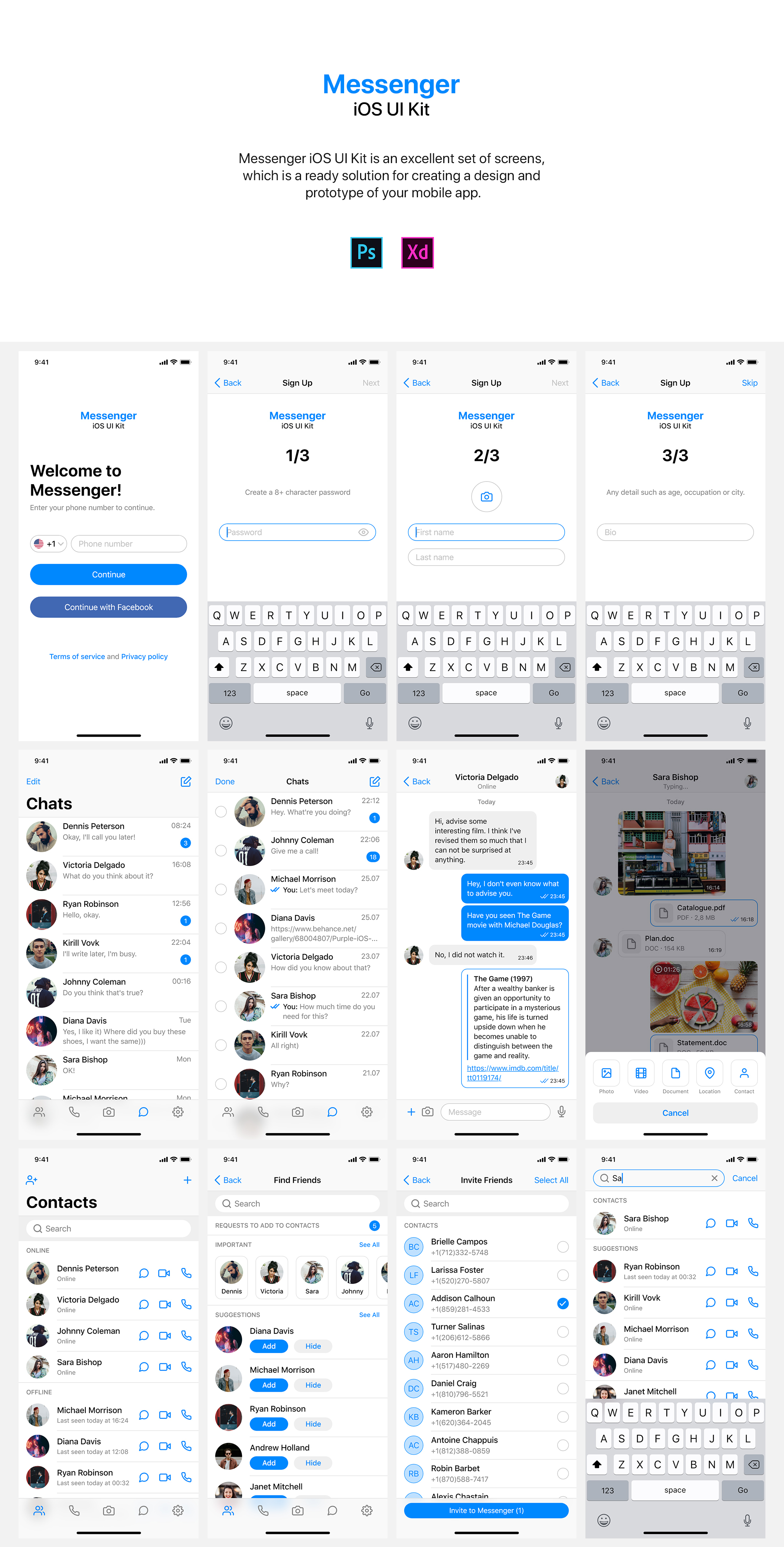 简洁漂亮的信息交流UI工具包 Messenger iOS UI Kit插图6