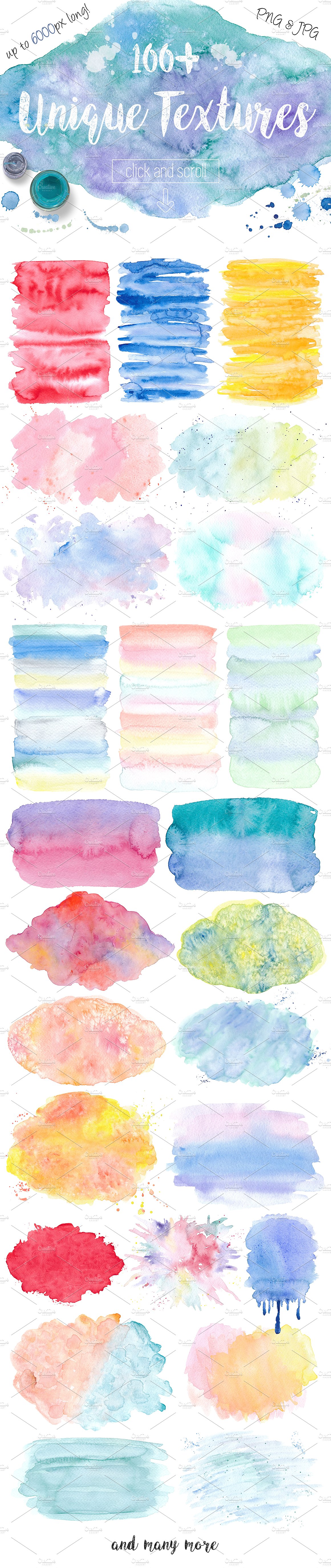 明亮的手绘水彩纹理包 Bright Watercolor Textures Pack插图6