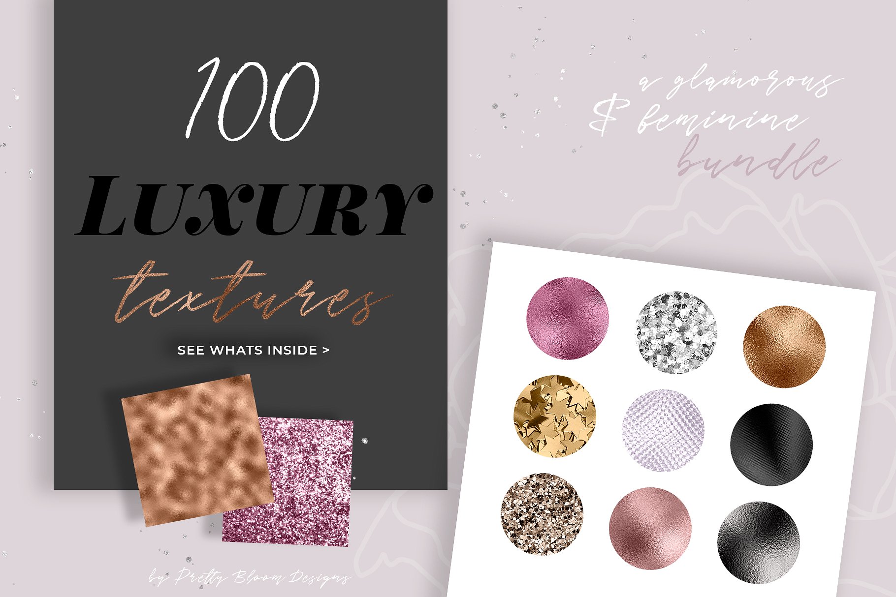 豪华格南玫瑰金&银色纹理包 The Luxury Glam Texture Bundle插图