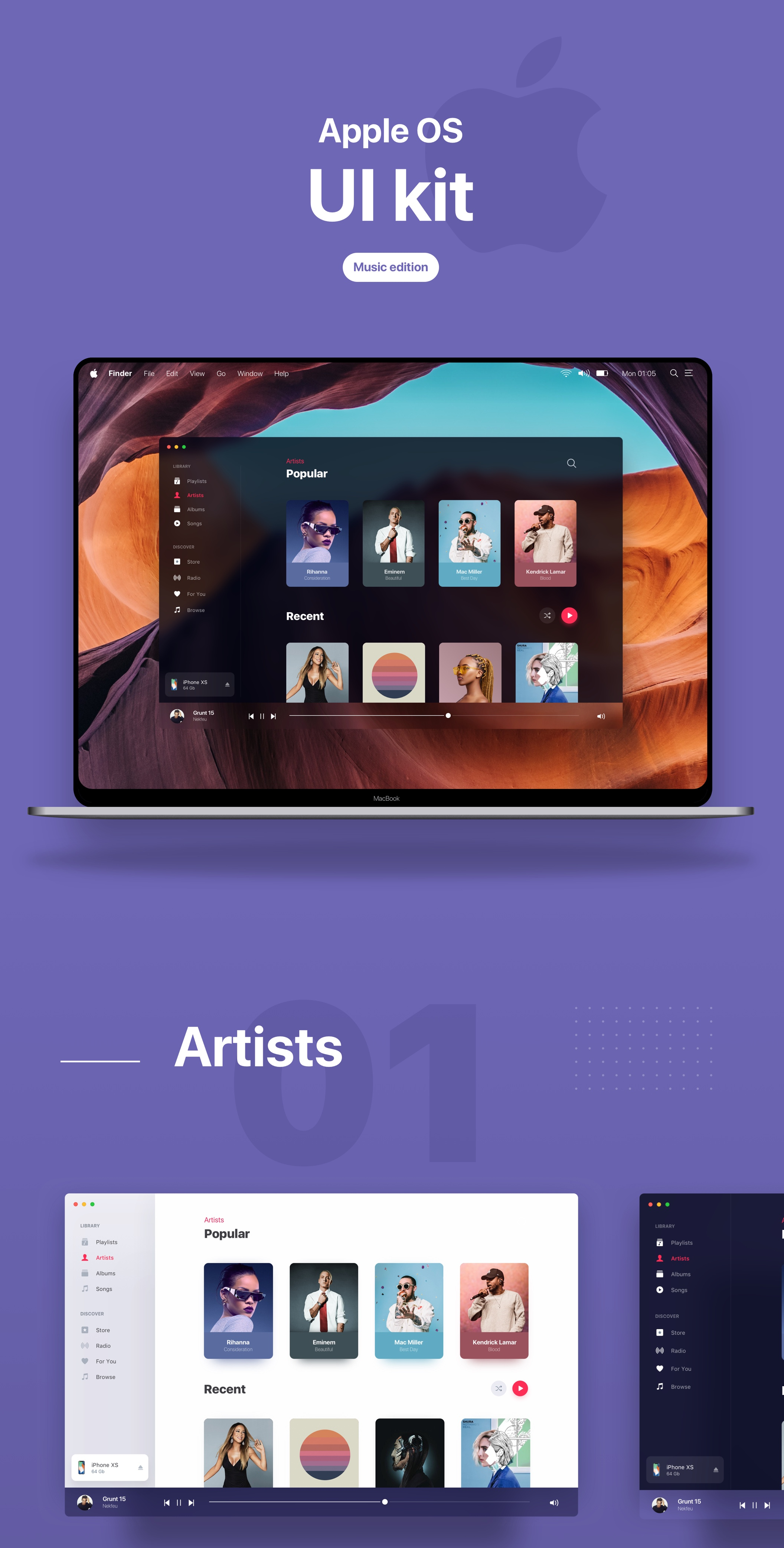 苹果系统音乐产品APP UI工具包 Music OS Future UI Kit插图4