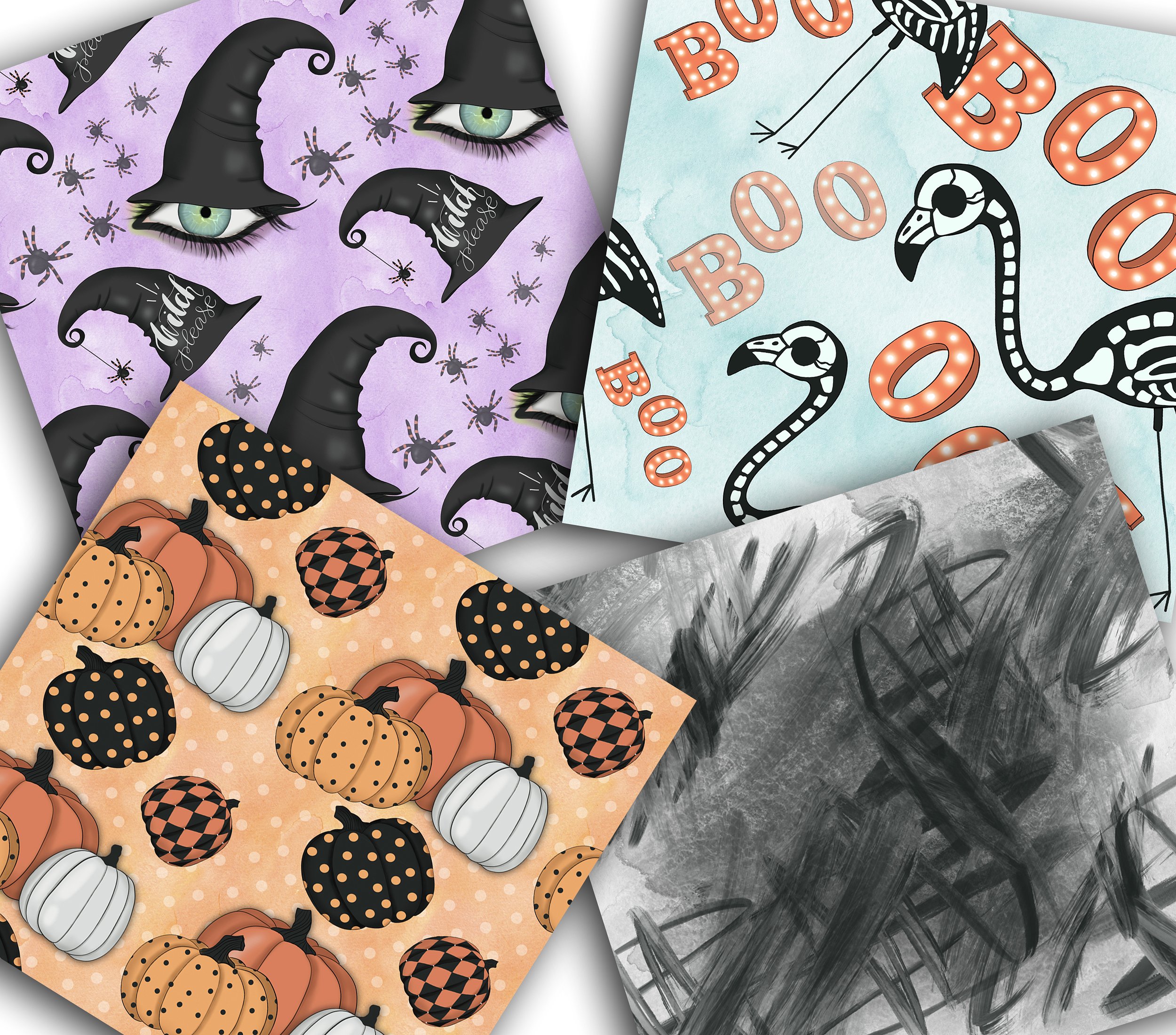 女巫手绘设计插图和无缝模式图案工具包 Witch Please Halloween Design Kit插图9