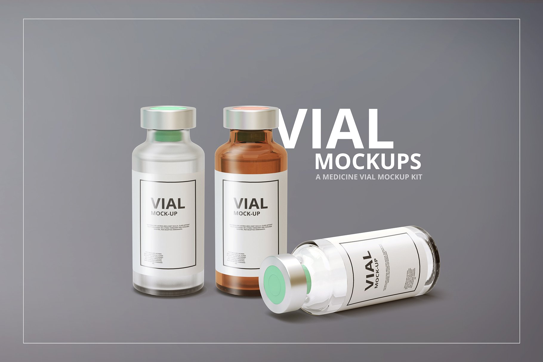 药品/疫苗容器瓶样机 Medicine Vial Mockup插图