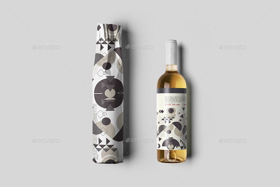酒瓶包装实物模型 Wine Bottle Wrapping Mockup插图1