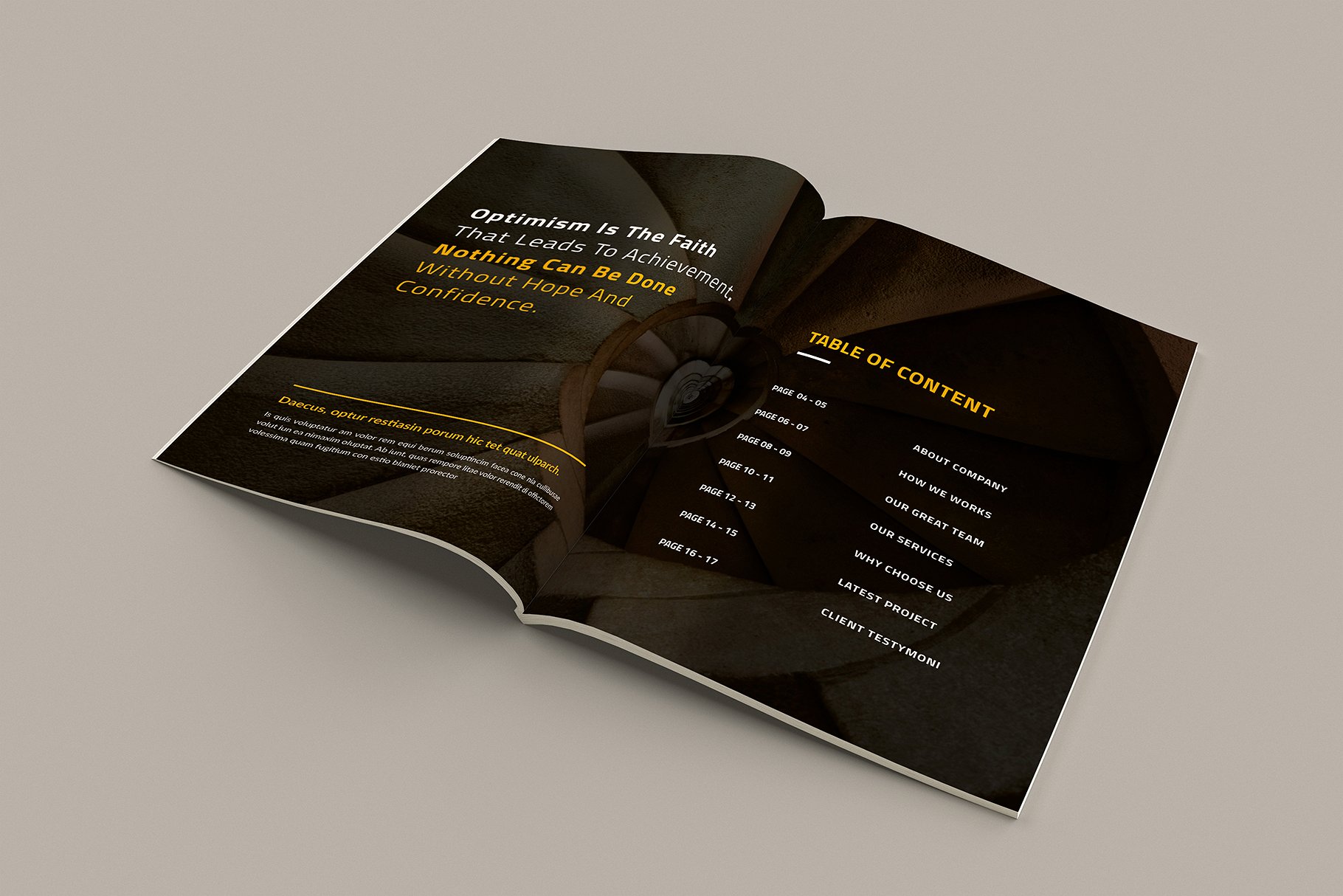 黄色系A4公司简介手册模板 Daedalus – A4 Corporate Brochure插图1