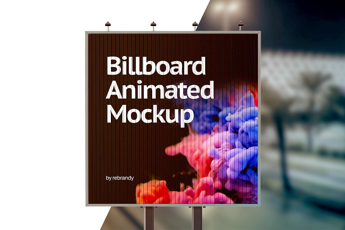 炫酷的广告牌动画样机 Billboard Animated Mockup插图