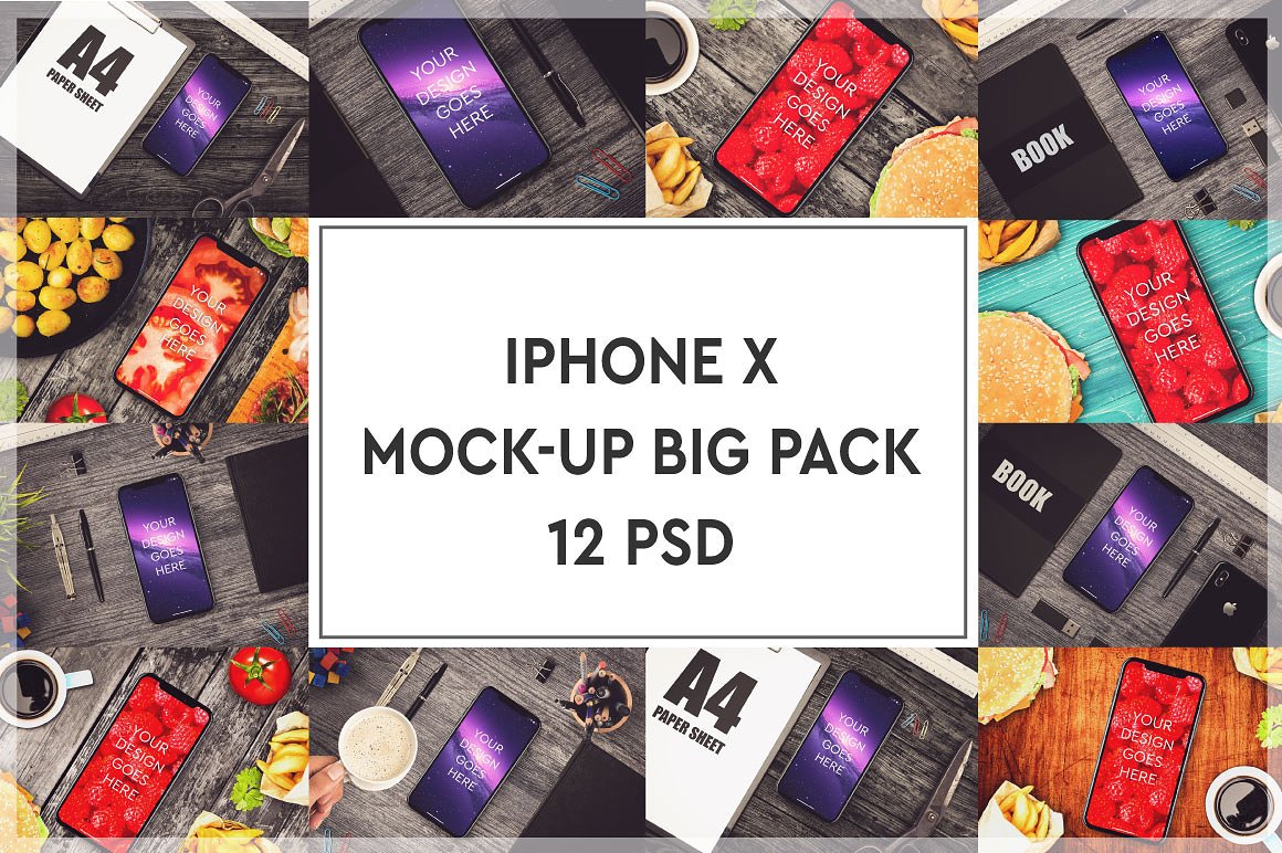 iPhone X模拟式样机大集合 IPhone X Mockup Big Pack插图