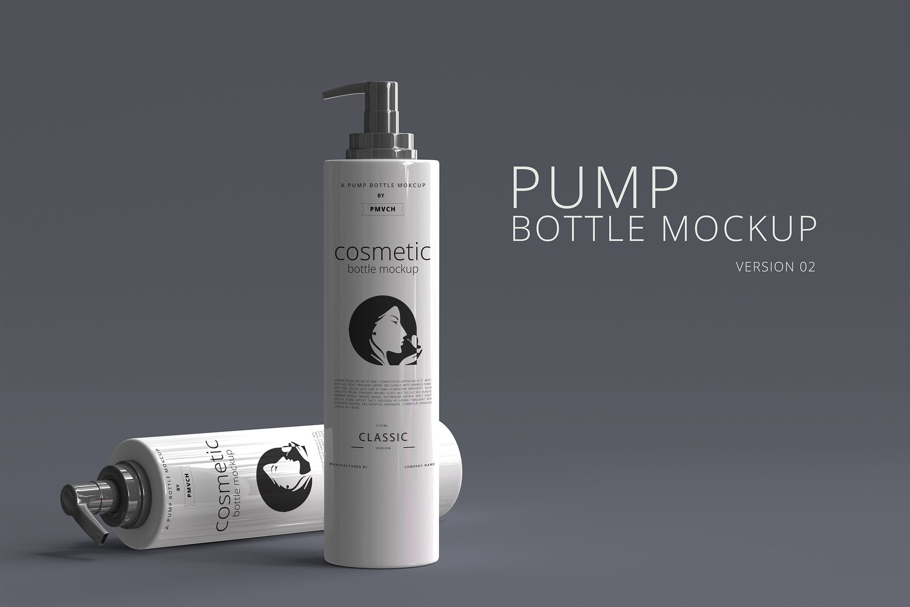 洗发水，油，乳膏化妆品瓶样机 Pump Bottle Mockup 01插图