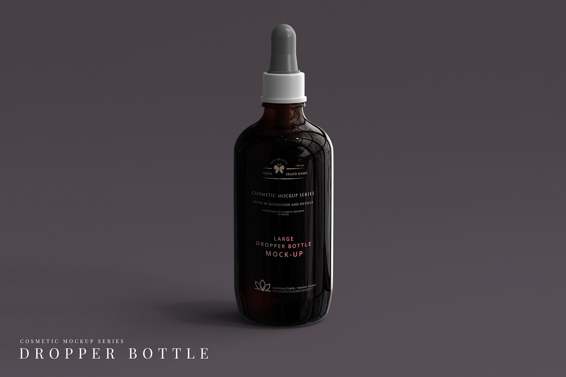 医疗产品/化妆品滴管瓶样机 Large Dropper Bottle Mockup插图