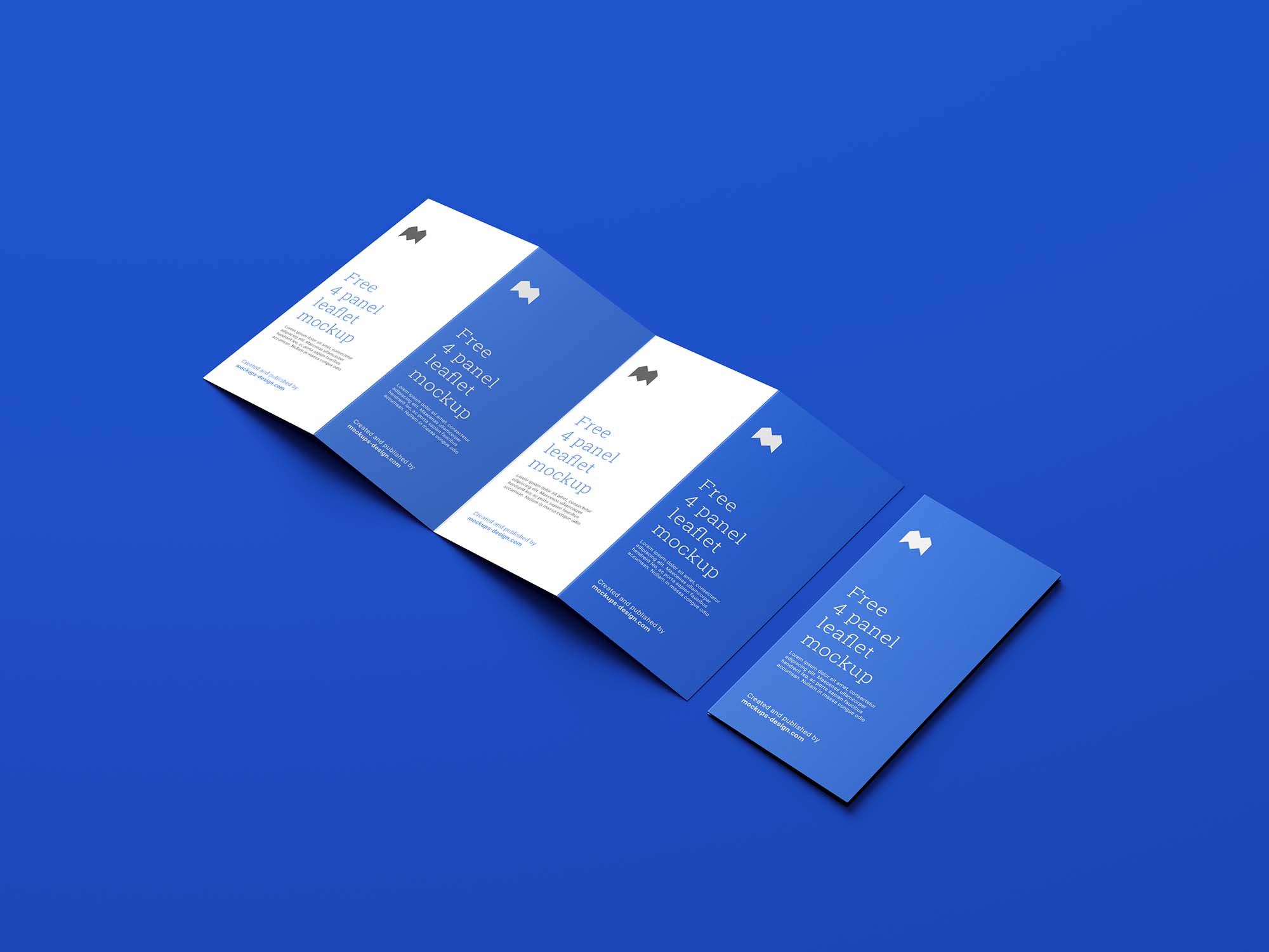 蓝色系简约的3折传单样机 Blue Minimalist 3 Fold Flyer Prototype插图1
