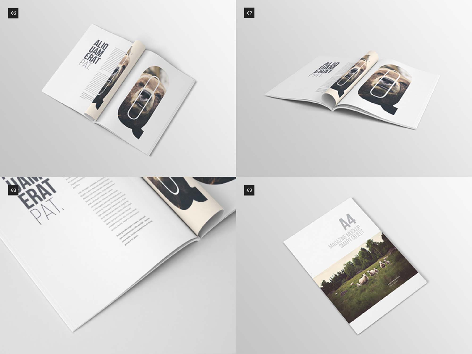 多角度的展开A4宣传册／杂志样机  Multi-Angle Expansion A4 Brochure&Magazine Mockup插图2