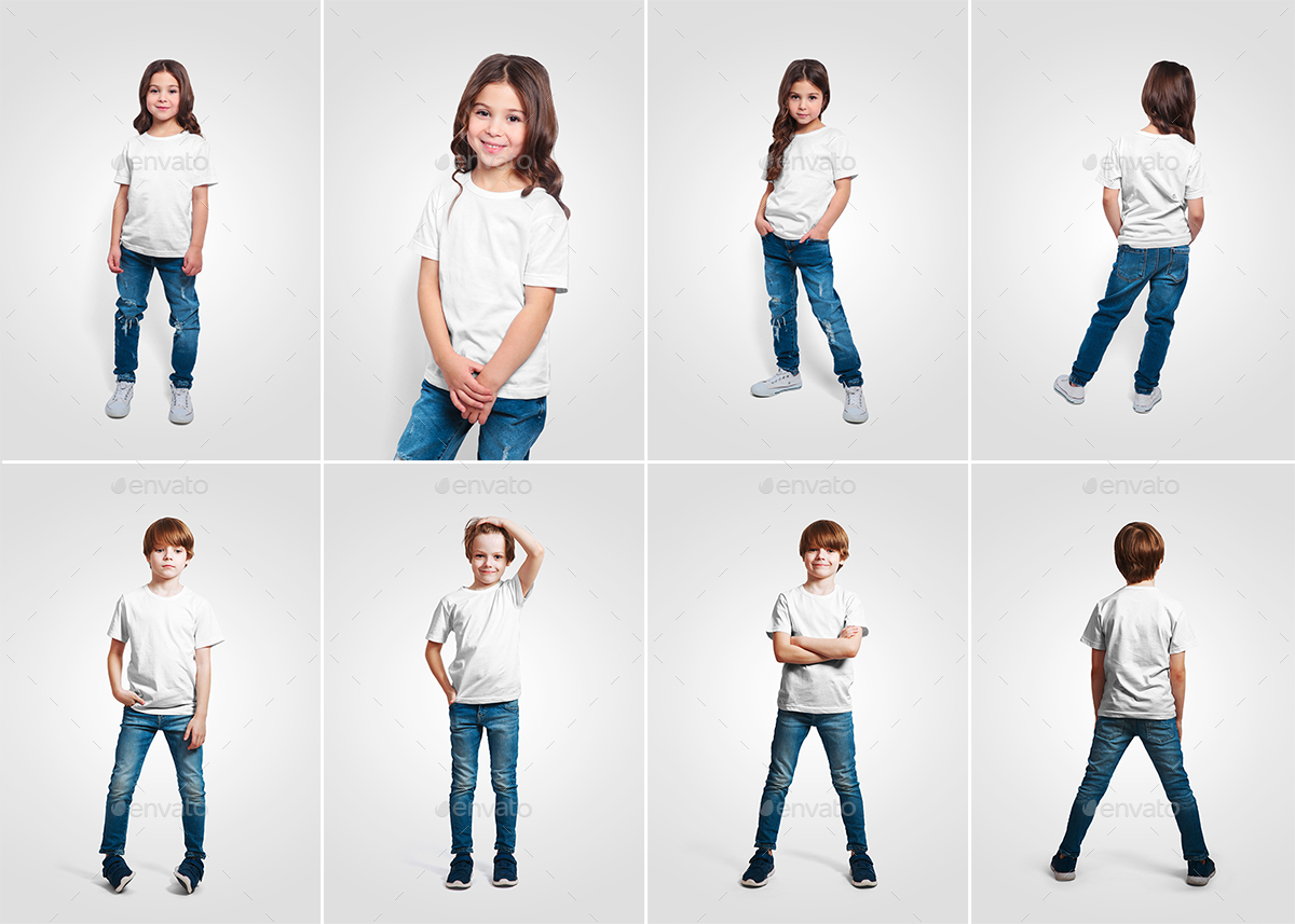 多款高分辨率的童装T恤样机 Mixed Kids T-Shirt Mockups插图4