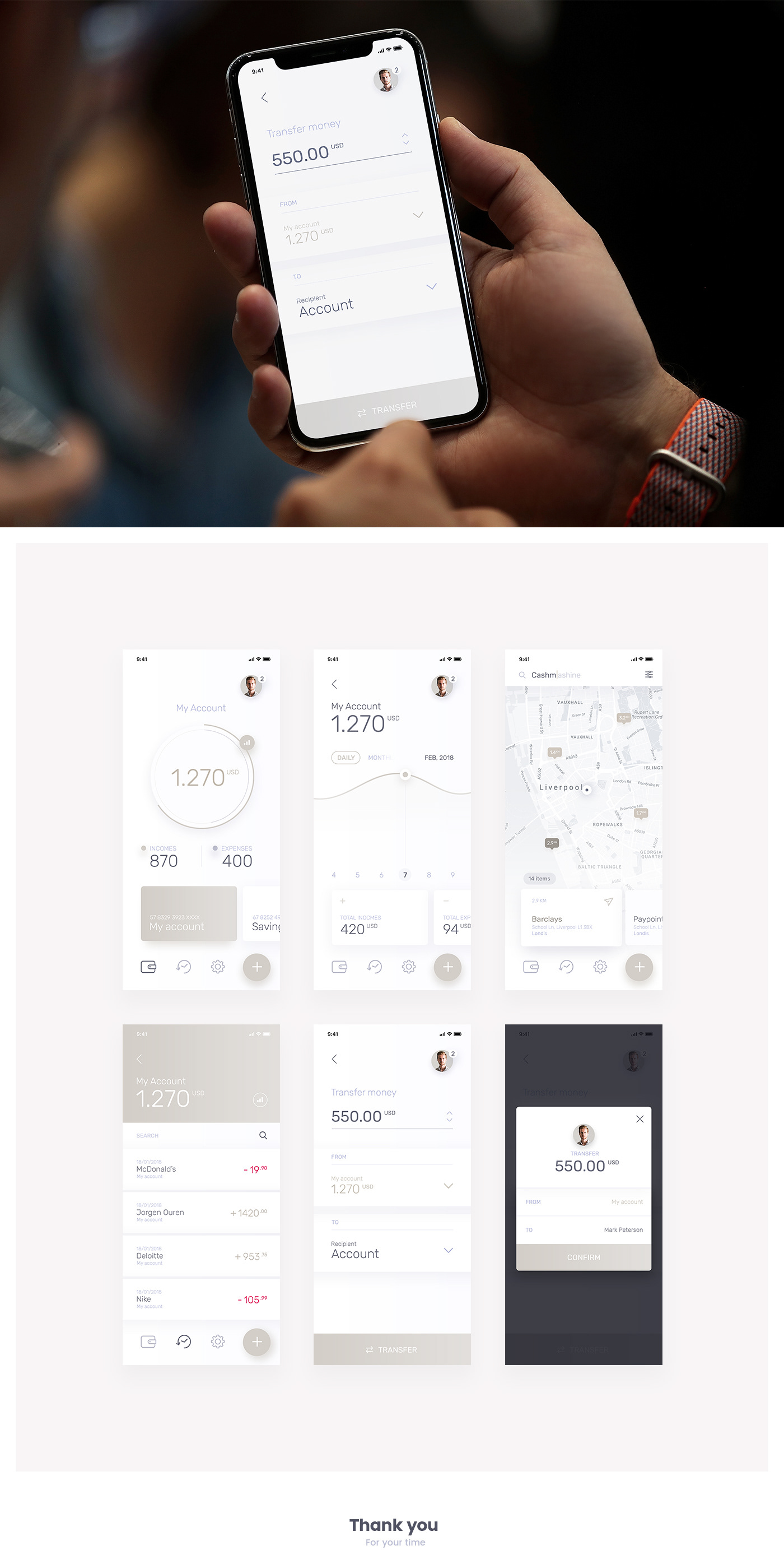 暖色系的银行应用程序UI工具包 Banking App UI插图3