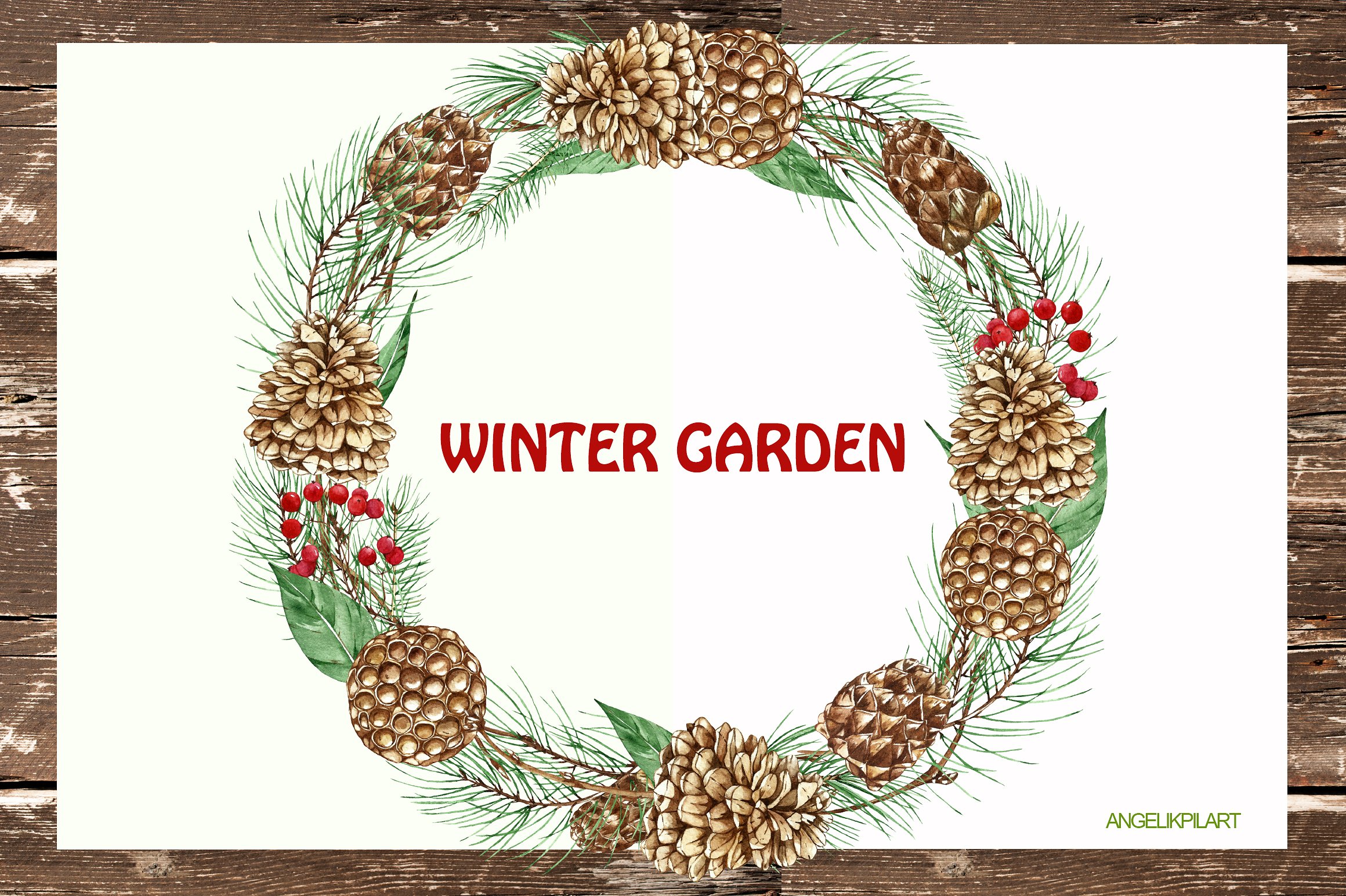高品质手绘冬季花园水彩画集 Watercolor Set Winter Garden插图3