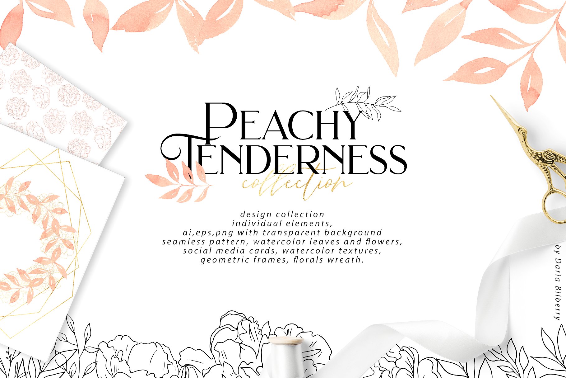 充满个性化的桃色花卉图案  Full Of Personalized Peach Floral Patterns插图