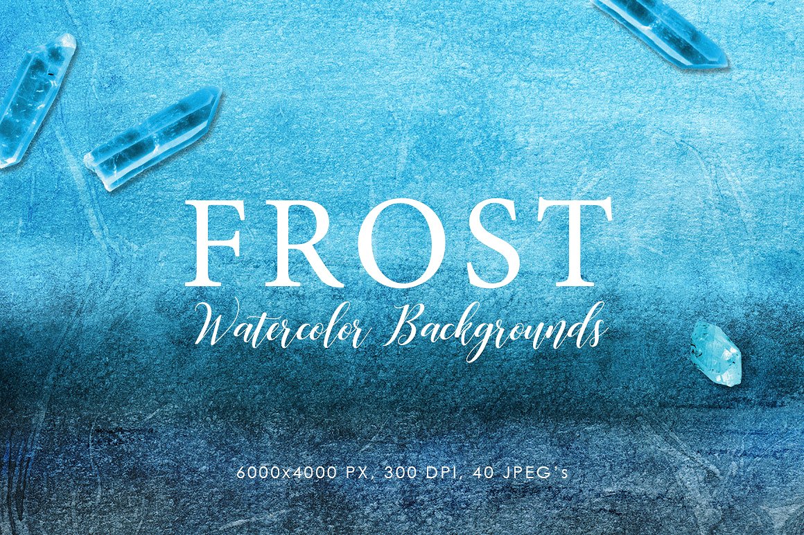 40款自然和现代冬季弗罗斯特水彩背景与纹理 40 Beautiful, Naturally And Modern Winter Frost Watercolor Backgrounds & Textures插图