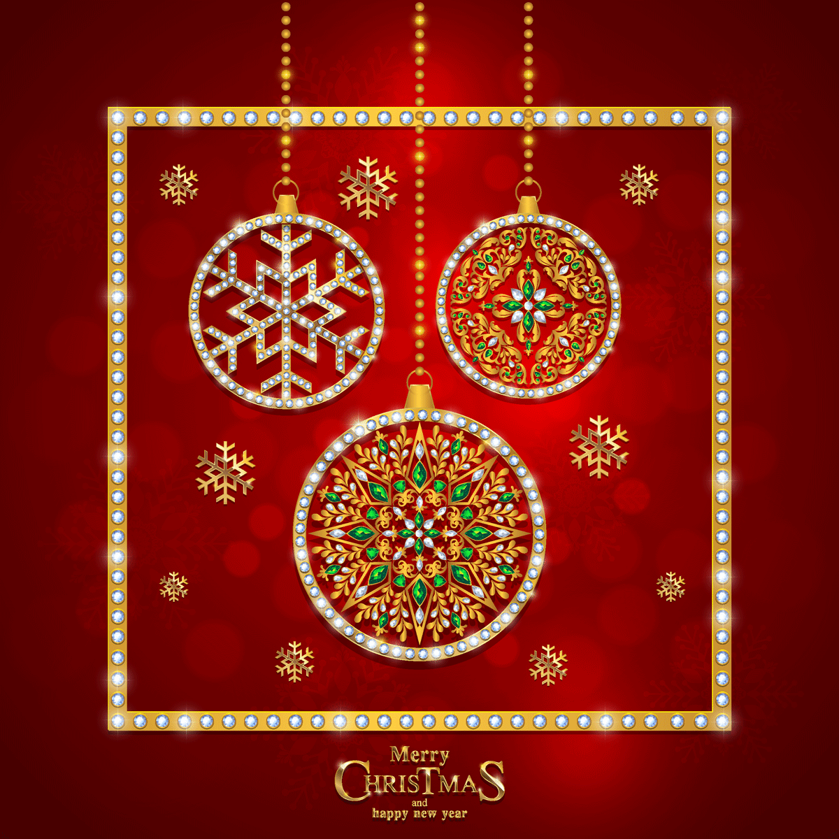 红色幸福的圣诞节元素图案集合 Red Happy Christmas Elements Pattern Collection插图