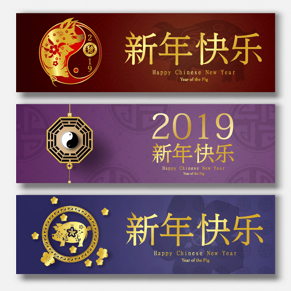 幸福中国2019年矢量图案 Happy China 2019 Year Of The Pig Vector Pattern插图1