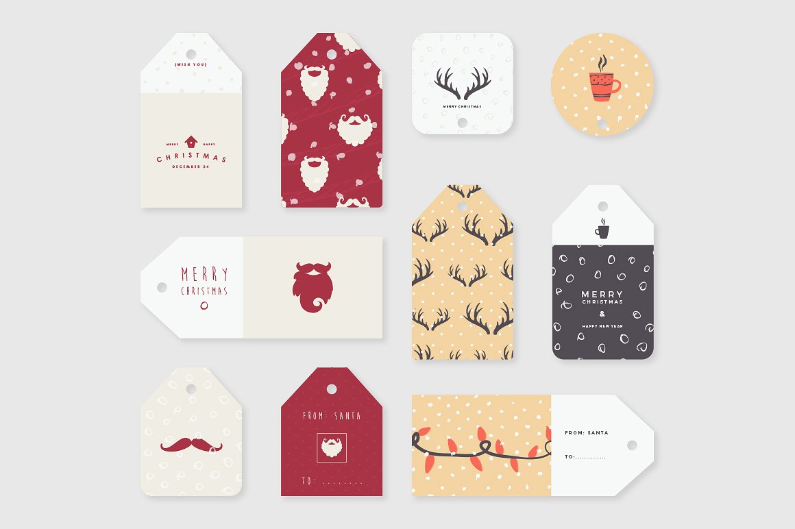 精美的圣诞节卡片和标签大集合 Beautiful Collection Of beautiful Christmas Cards And Labels插图8