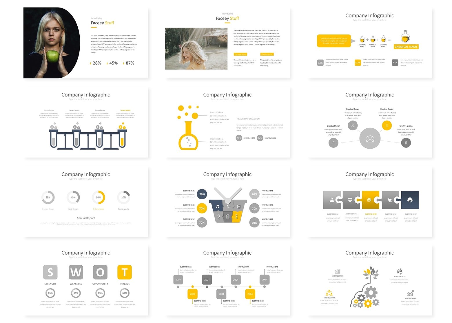 新鲜明亮黄色系多用途的个人介绍幻灯片模板 Fresh Bright Yellow Multipurpose Personal Presentation Slide Template插图2