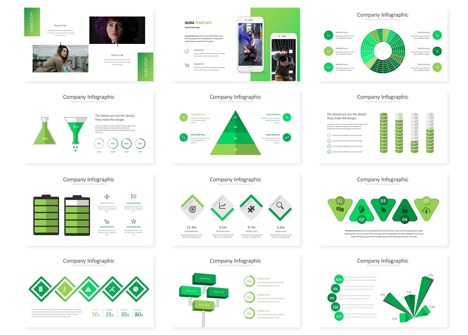 新鲜明亮绿色系多用途的公司介绍幻灯片模板 Fresh Bright Green Multipurpose Personal Presentation Slide Template插图2