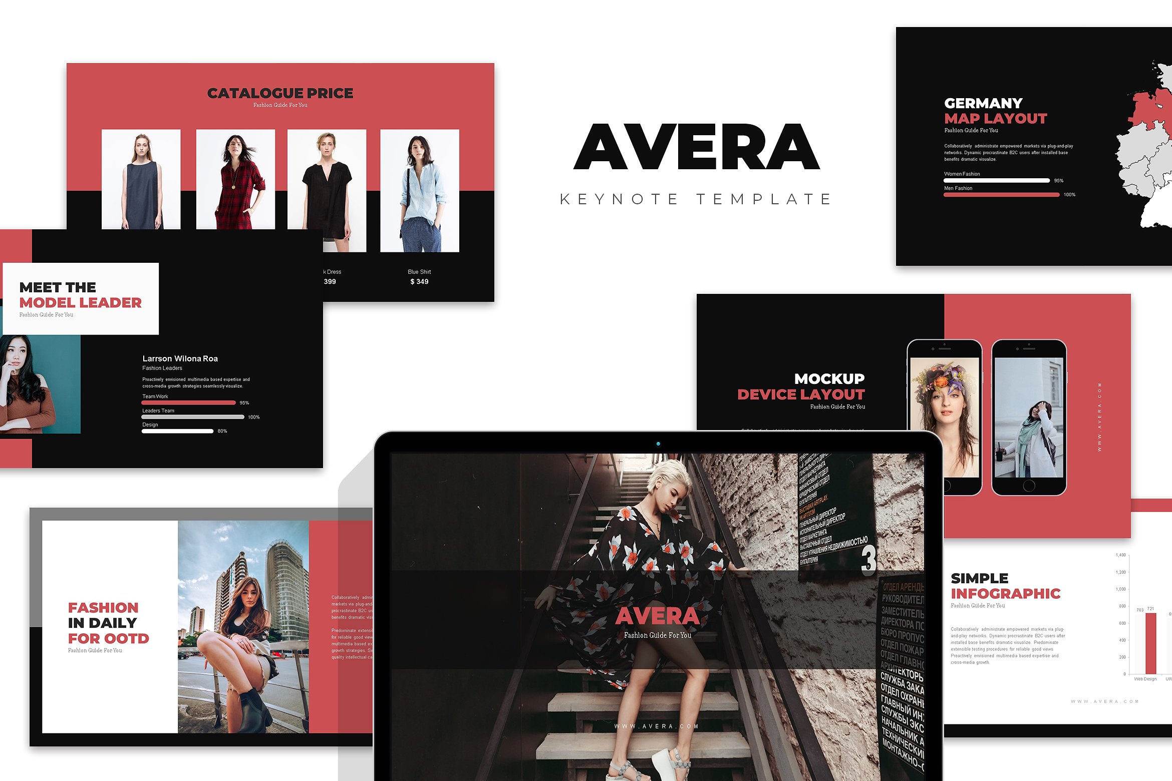 时尚简约的服装产品摄影Keynote模板  Avera Minimal Fashion Keynote插图