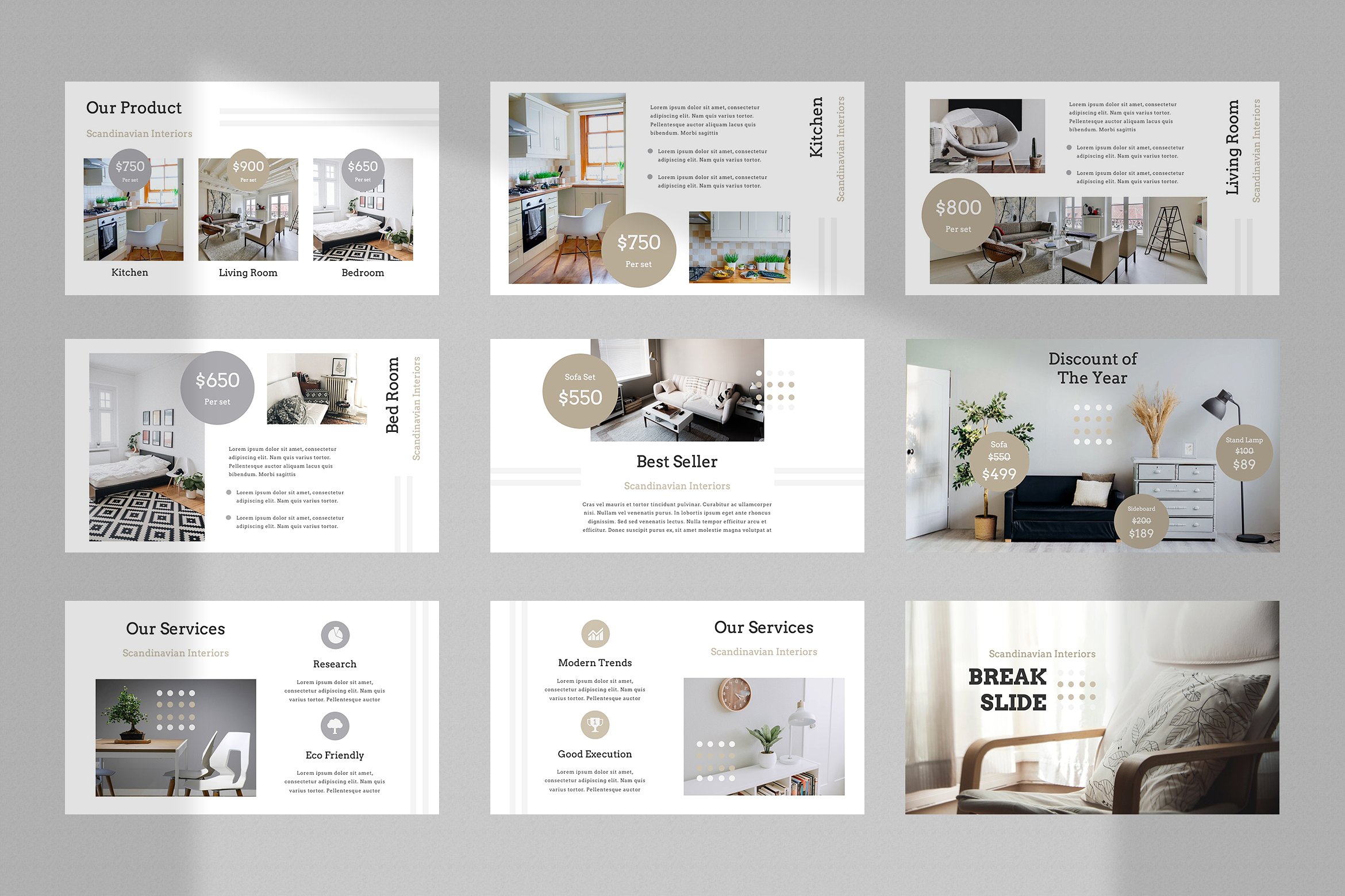 现代简约室内家居设计作品演示幻灯片模板  Modern Minimalist Interior Home Design Work Presentation Slide Template插图3