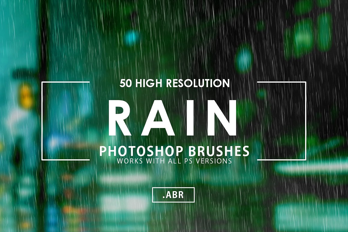 50个不同的真实雨滴Photoshop笔刷 50 Rain Photoshop Brushes插图