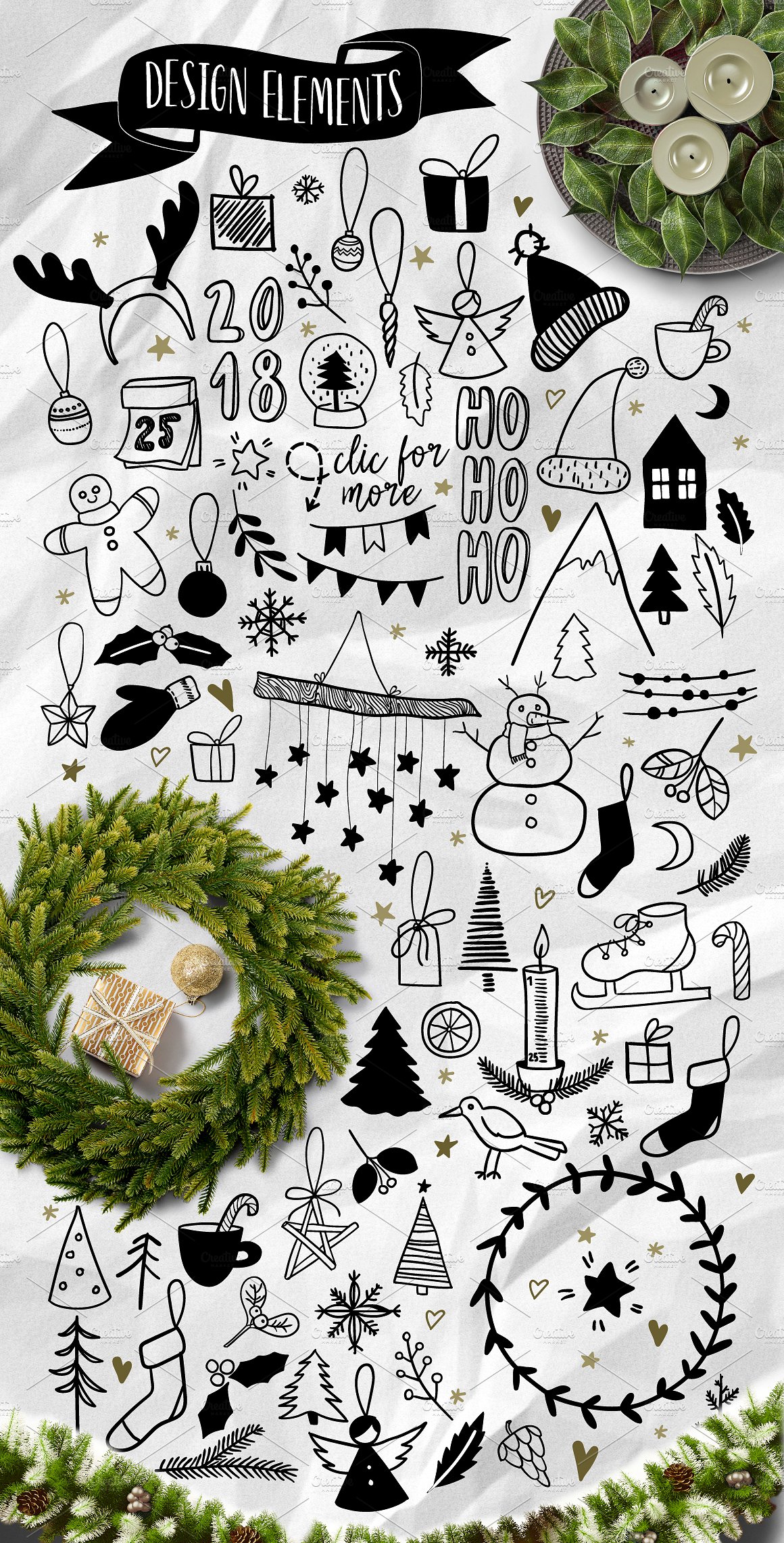 手绘涂鸦斯堪的纳维亚风格圣诞涂鸦集 All I want For Christmas Doodle Set插图2