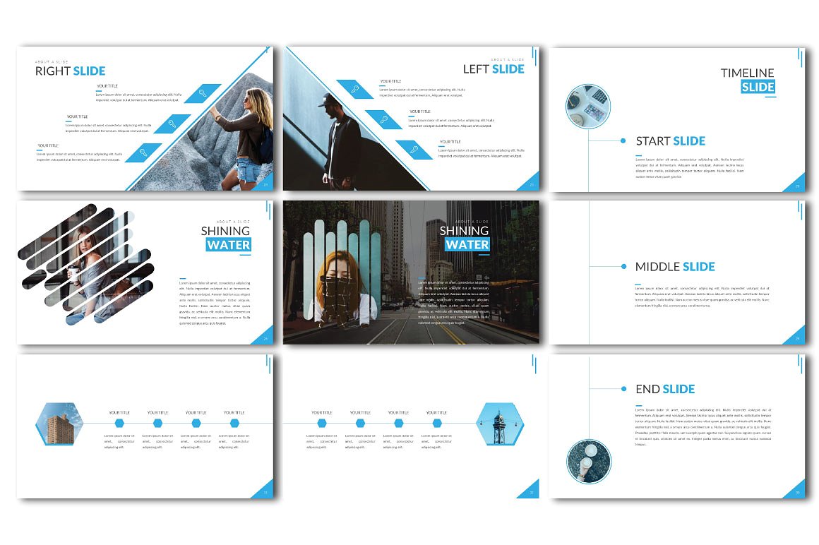 强大的蓝色企业介绍幻灯片模板 WATER Presentation Templates插图3
